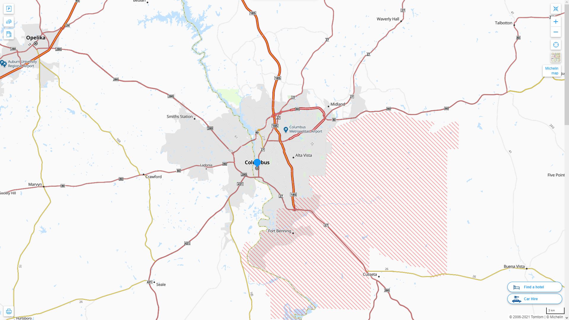 Augusta Georgia Highway and Road Map